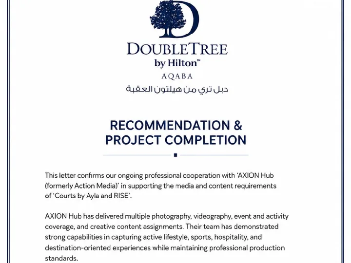 Recommendation from DoubleTree by Hilton Aqaba